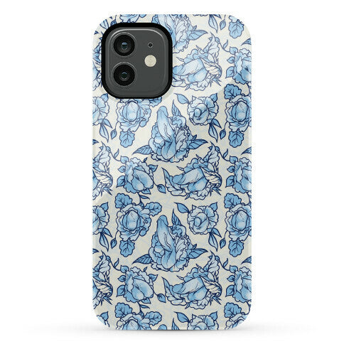 Floral Penis Pattern Blue Phone Case